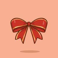 Natale rosso oro nastro arco cartone animato vettore illustrazione natale cose concetto icona isolato