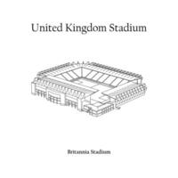 grafico design di il Britannia stadio, alimentarsi su trento città, alimentarsi città casa squadra. unito regno internazionale calcio stadio. premier lega vettore