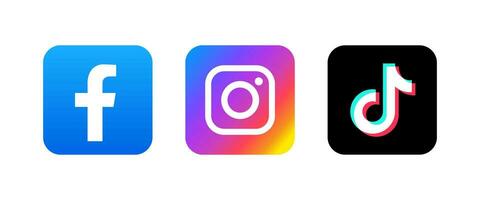 Facebook, instagram e tic toc logo illustrazione vettore