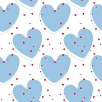 modello di blu cuori con piccolo rosso cuori, per san valentino giorno, nozze, amore reciprocità, confezione, sfondo, coperchio, bianca sfondo. vettore