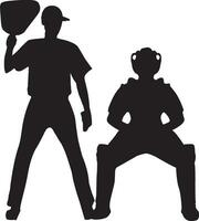 baseball pastella Catcher e arbitro silhouette icona. vettore illustrazione