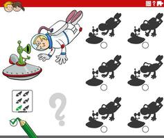 ombra attività gioco con cartone animato astronauta e alieno vettore