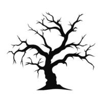 pauroso morto albero nero silhouette isolato su un' bianca sfondo vettore