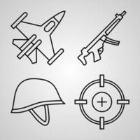 raccolta di simboli di armi su sfondo bianco icone di contorno di armi vettore