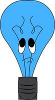 un' tragico di colore blu cartone animato leggero lampadina vettore o colore illustrazione