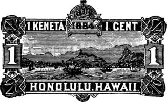 hawaiano isola Busta 1 centesimo, 1884 Vintage ▾ illustrazione vettore