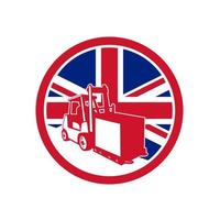 mascotte della bandiera del Regno Unito della scatola di sollevamento del carrello elevatore a forche vettore