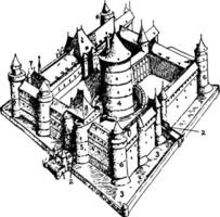castello parti, Vintage ▾ illustrazione. vettore