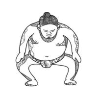 wrestler di sumo che calpesta scarabocchio vettore