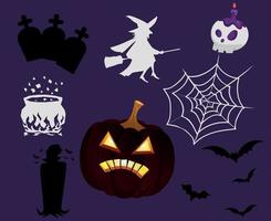 oggetti sfondo di halloween vettore tomba di zucca con pipistrello ragno