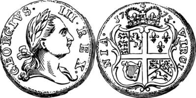 rame metà penny moneta, 1773 Vintage ▾ illustrazione. vettore