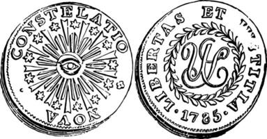rame centesimo moneta, 1785 Vintage ▾ illustrazione. vettore
