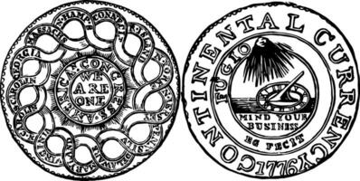 peltro dollaro moneta, 1776 Vintage ▾ illustrazione. vettore