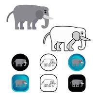 collezione di icone animali elefante piatto vettore