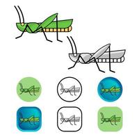 collezione di icone di insetti cavalletta piatta vettore