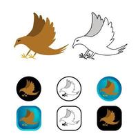 collezione di icone di uccello falco piatto vettore