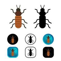 collezione di icone di insetti scarafaggi piatti vettore