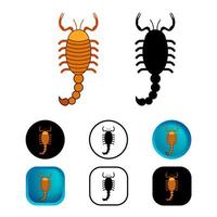 collezione di icone animali scorpione piatto vettore