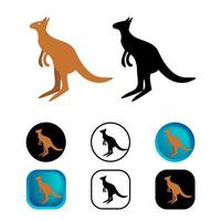 collezione di icone di mammifero wallaby piatto vettore