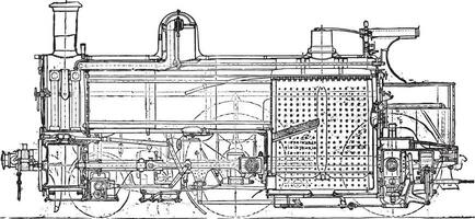 locomotiva composto di Sig. ragnatela, longitudinale sezione, Vintage ▾ incisione. vettore