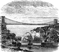 clifton sospensione ponte, nel Clifton, Bristol per leigh boschi, nord Somerset, Inghilterra, Vintage ▾ incisione vettore