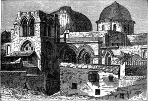 Chiesa di il santo sepolcro o Chiesa di il risurrezione nel Gerusalemme Israele Vintage ▾ incisione vettore