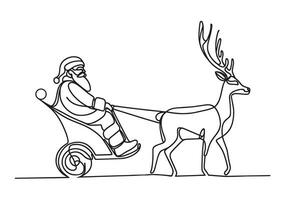 Santa Claus astratto disegno contento nuovo anno 2024 semplice continuo linea disegno saluto carta 2 vettore