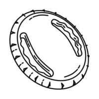 disco di gomma cane frisbee volante icona. scarabocchiare lo stile dell'icona disegnato a mano o contorno vettore