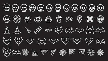semplice icona o sagome di Halloween fantasma su nero sfondo. vettore illustrazione modificabile.