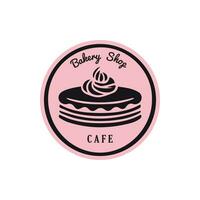 semplice femminile forno logo design con torta su rosa. vettore