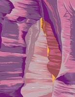 superiore antilope canyon nel lago powell navajo tribale parco Arizona wpa manifesto arte vettore