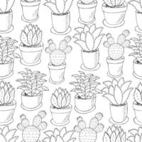 illustrazione da colorare. cactus, aloe, piante grasse. elementi naturali decorativi vettore