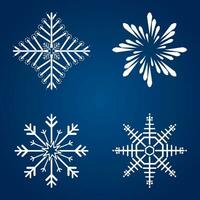 quattro fiocco di neve gruppo su isolato blu sfondo, impostato di fiocco di neve simbolo, icona, logo per design Natale vettore, illustrazione elemento collezione vettore