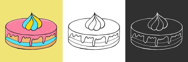 illustrazione vettoriale per il tuo design. icona luminosa di cupcake, muffin in stile disegno a mano