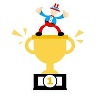 zio sam America persone raccogliere trofeo vincere campione cartone animato scarabocchio piatto design stile vettore illustrazione
