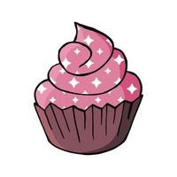 illustrazione vettoriale per il tuo design. icona luminosa di cupcake, muffin in stile disegno a mano