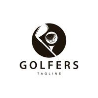 golf logo vettore sport golf torneo campione club design bastone e sfera, modello illustrazione