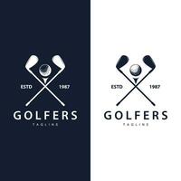 golf logo vettore sport golf torneo campione club design bastone e sfera, modello illustrazione