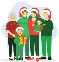 contento famiglia festeggiare Natale illustrazione vettore