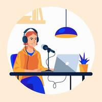 Podcast donne cartone animato stile vettore