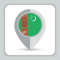 turkmenistan bandiera perno carta geografica icona vettore
