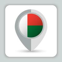 Madagascar bandiera perno carta geografica icona vettore