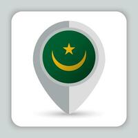 mauritania bandiera perno carta geografica icona vettore