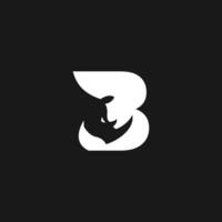 rinoceronte silhouette logo e iniziale lettera B icona design vettore