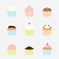 Cupcake cartone animato icona pastello vettore illustrazione