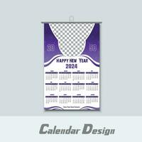 moderno parete calendario design 2024. Stampa pronto uno pagina parete calendario modello design per 2024. settimana inizia su Domenica vettore