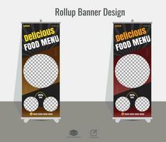 delizioso cibo rollup bandiera design vettore