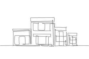 disegno a linea continua di un edificio di costruzione di case di lusso. concetto di minimalismo isolato architettonico domestico. illustrazione vettoriale di disegno grafico dinamico di una linea su sfondo bianco