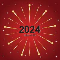 contento nuovo anno 2024, nuovo anni vigilia festa sfondo saluto carta - sparklers e bokeh luci, su buio blu notte cielo vettore