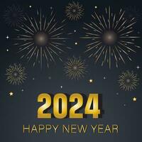 contento nuovo anno 2024, nuovo anni vigilia festa sfondo saluto carta - sparklers e bokeh luci, su buio blu notte cielo vettore